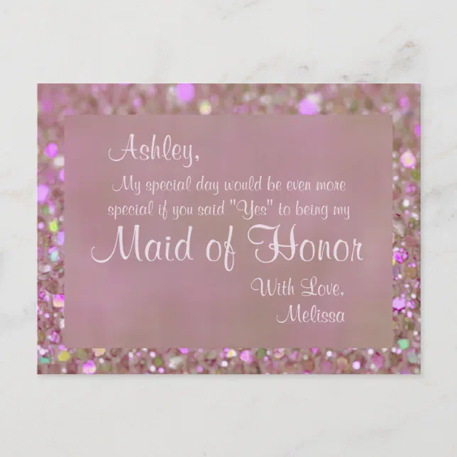 Maid of Honor - Pretty Pink Invitation Postcard | Zazzle