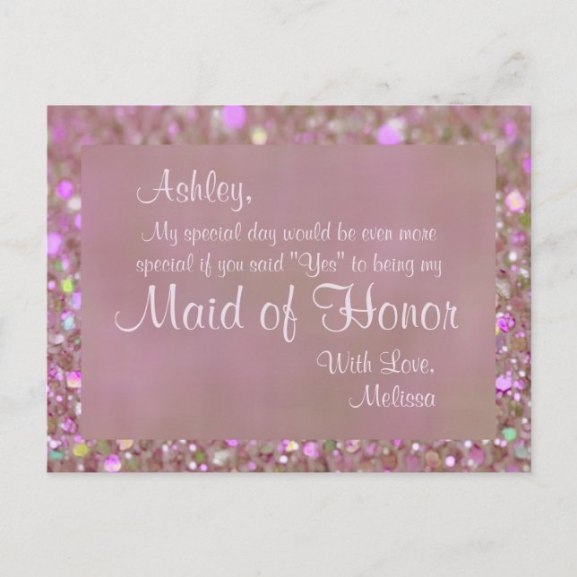 Maid of Honor - Pretty Pink Invitation Postcard (Front)