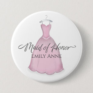 Maid of Honor Pretty Wedding Vintage Dress Cute Button