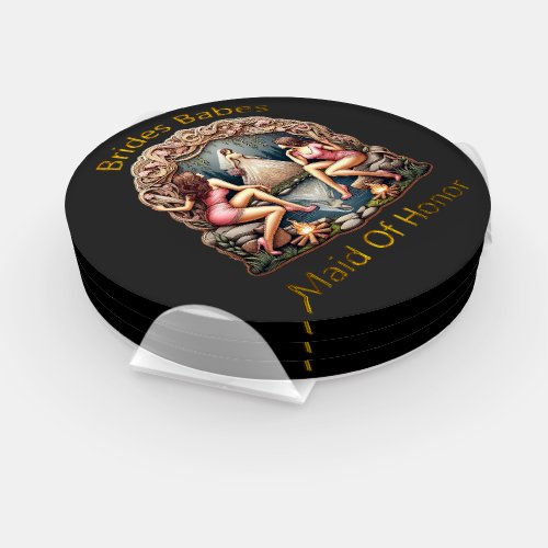 Maid of Honor Pride in a Bridal Party Themed  Coaster Set