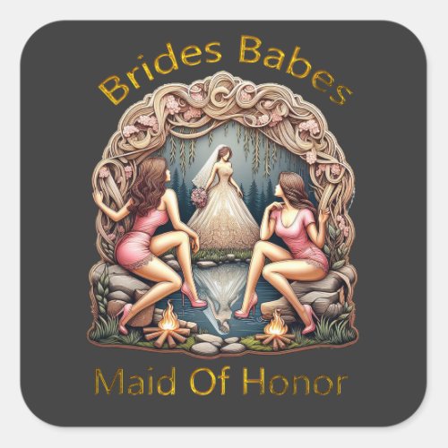 Maid of Honor Pride in a Bridal Party Themed  Square Sticker