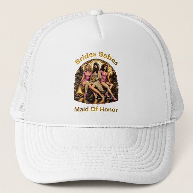 Maid of Honor Pride in a Bridal Party Themed  Trucker Hat (Front)