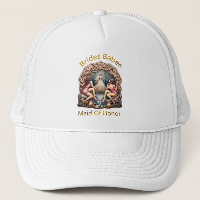 Maid of Honor Pride in a Bridal Party Themed  Trucker Hat (Front)