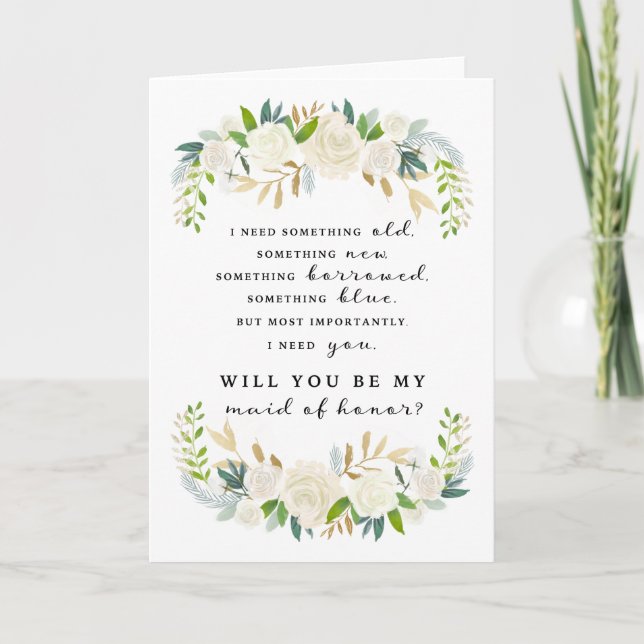 Maid of Honor Proposal Card, Ashley Collection Card (Front)