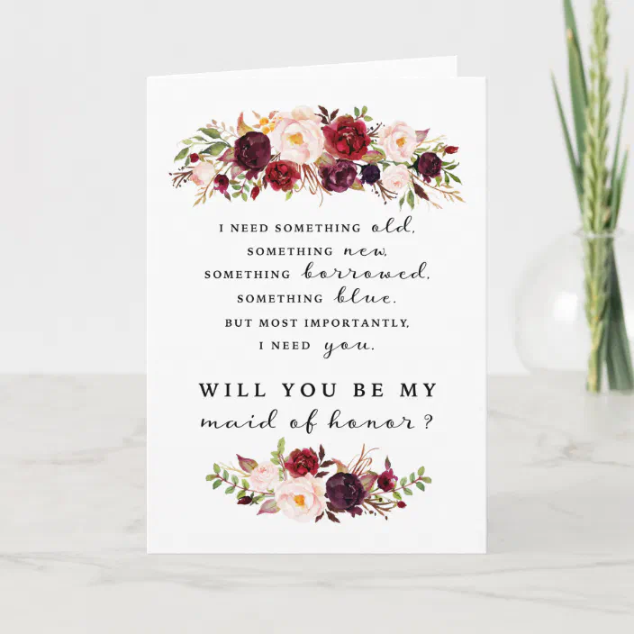 note cards for wedding 1 folded card Will you be my maid of honor note cards for wedding 1 folded card Will you be my maid of honor
