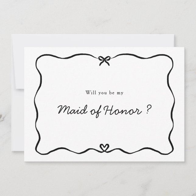 Maid of Honor Proposal Cute Bow Heart frame Invitation (Front)