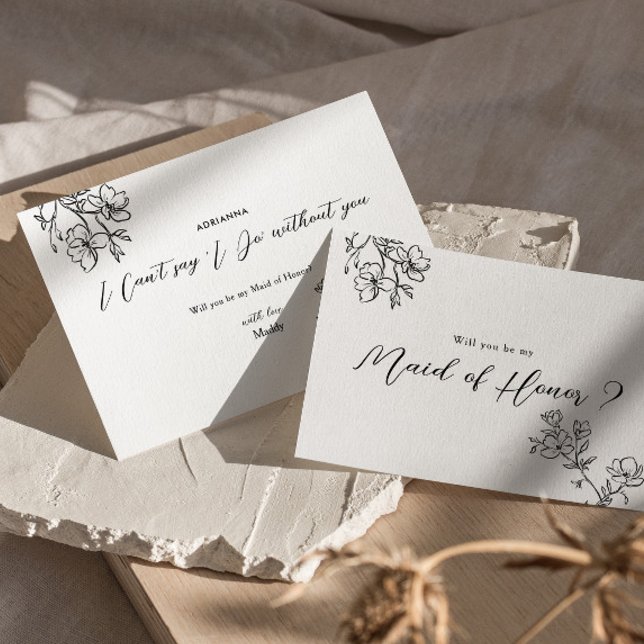 Maid of Honor Proposal Delicate Flowers Elegant Invitation (Creator Uploaded)