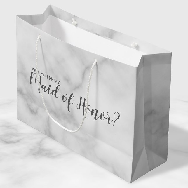 Maid of Honor Proposal Elegant Marble Script Large Gift Bag (Creator Uploaded)