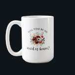 Maid of honor Proposal Floral Heartfelt Note Coffee Mug<br><div class="desc">Surprise your **best friend** or **sister** with a heartfelt and elegant **Maid of Honor** proposal using this charming floral coffee mug! Adorned with delicate vintage flowers and graceful script calligraphy, this mug is the perfect way to ask, **"Will You Be My Maid of Honor?"** in a meaningful and timeless style....</div>