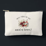 Maid of honor Proposal Floral Makeup Bag<br><div class="desc">Surprise your best friend or sister with a heartfelt and elegant maid of honor proposal using this charming floral makeup bag! Adorned with delicate vintage flowers and graceful script calligraphy, this makeup bag is the perfect way to ask, "Will you be my maid of honor?" in a meaningful and timeless...</div>