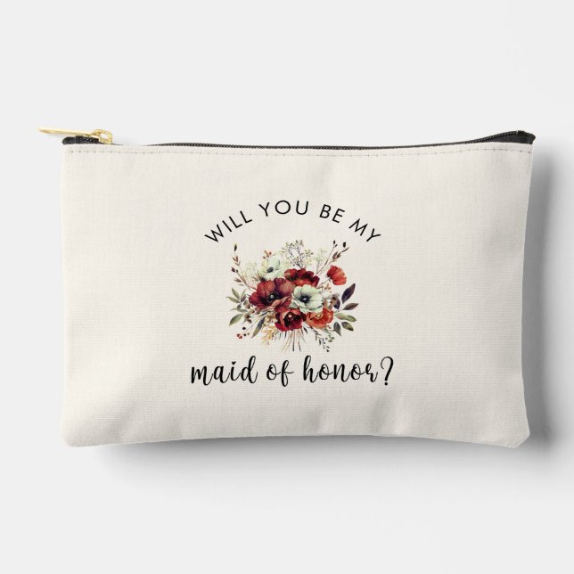 Maid of honor Proposal Floral Makeup Bag (Front)