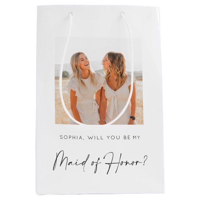 Maid of Honor Proposal Gift Bag with Photo (Front)