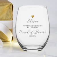 Maid of Honor Proposal, Gold Heart, Personalized