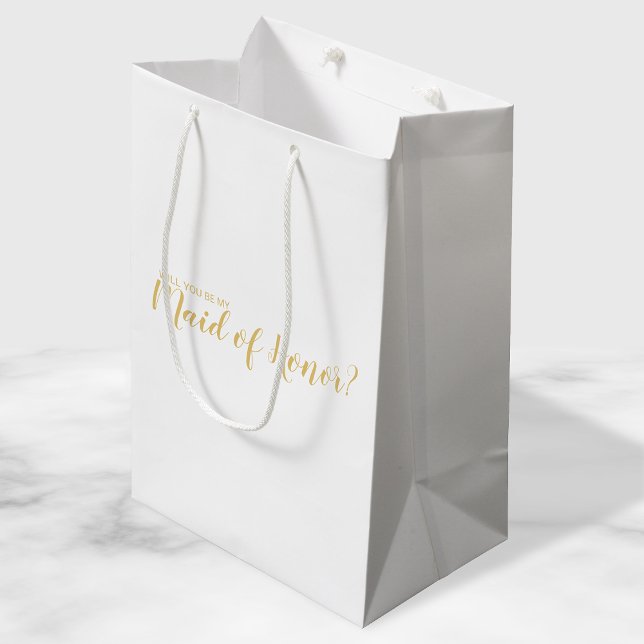 Maid of Honor Proposal Modern Script Gold Medium Gift Bag (Creator Uploaded)