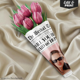 Maid of Honor Proposal Newspaper Flower Bouquet Wrapping Paper Sheets