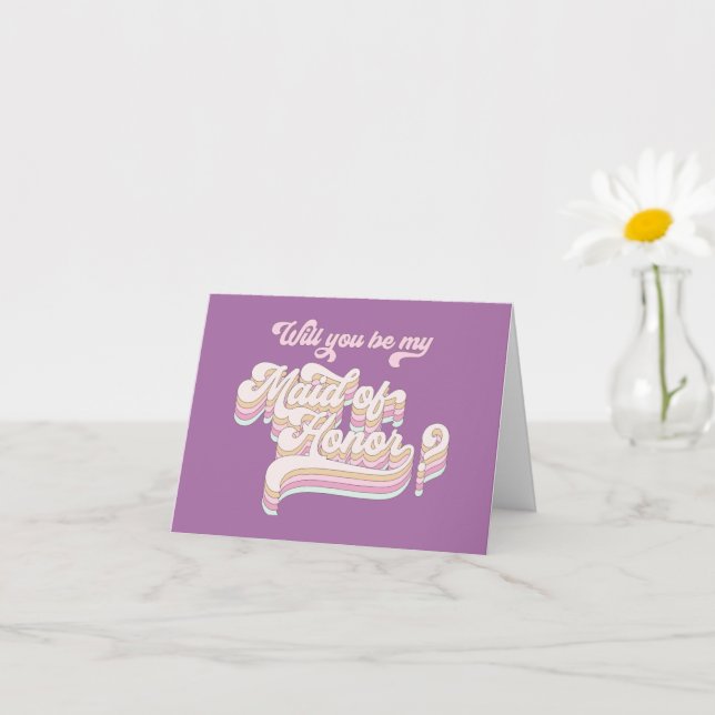 Maid of honor proposal, retro, trendy, modern card (Small Plant)