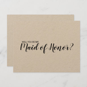 Maid of Honor Proposal Rustic Kraft Paper Invitation