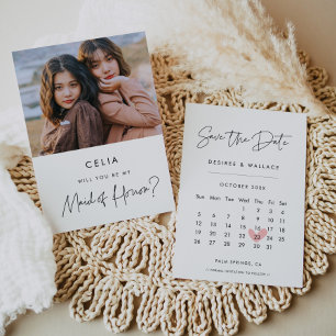 Maid of honor Proposal Save the Date Calendar  Invitation