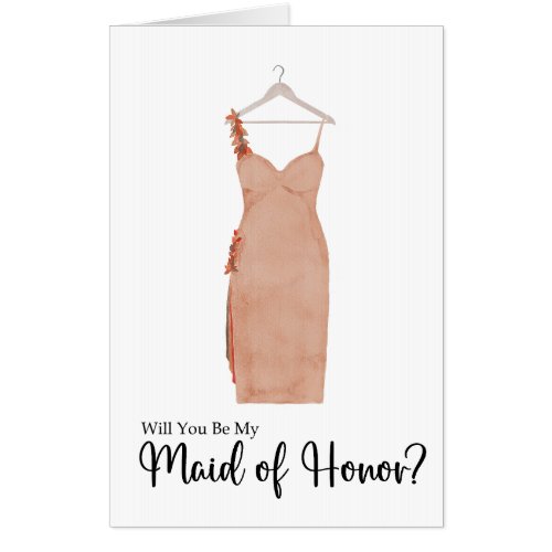 Maid of Honor Proposal Watercolor Dress Card