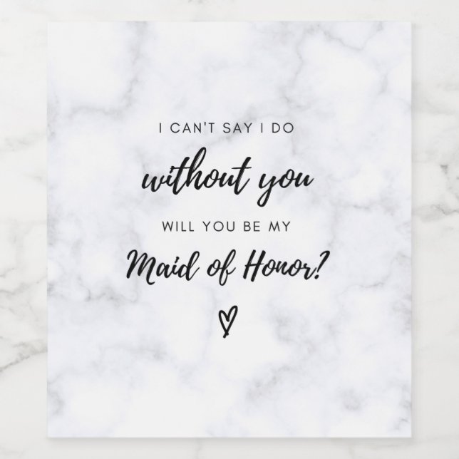 Maid of Honor Proposal Wine Label (Single Label)