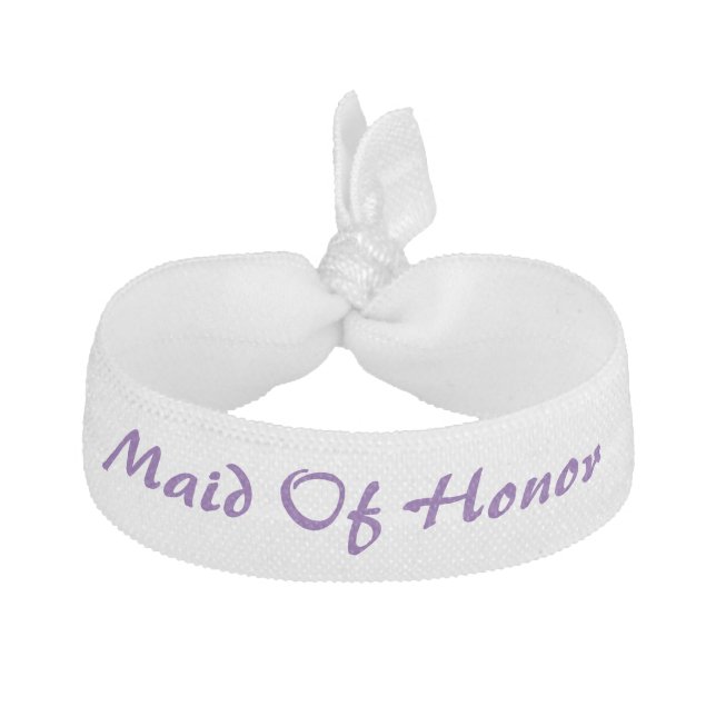 Maid Of Honor Purple White Simple Elegant Weddings Elastic Hair Tie (Front)