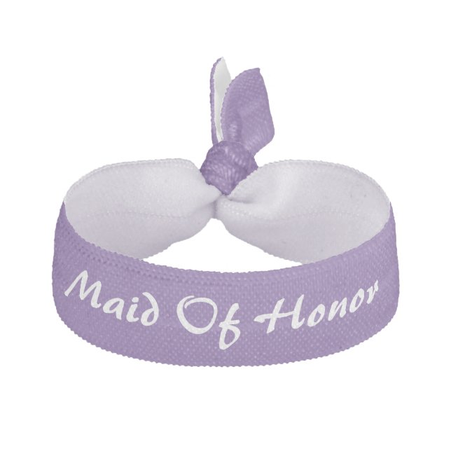 Maid Of Honor Purple White Wedding Bridesmaid Gift Elastic Hair Tie (Front)
