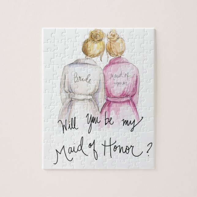 Maid of Honor? Puzzle Blonde Bun Bride Bl Bun Maid (Vertical)