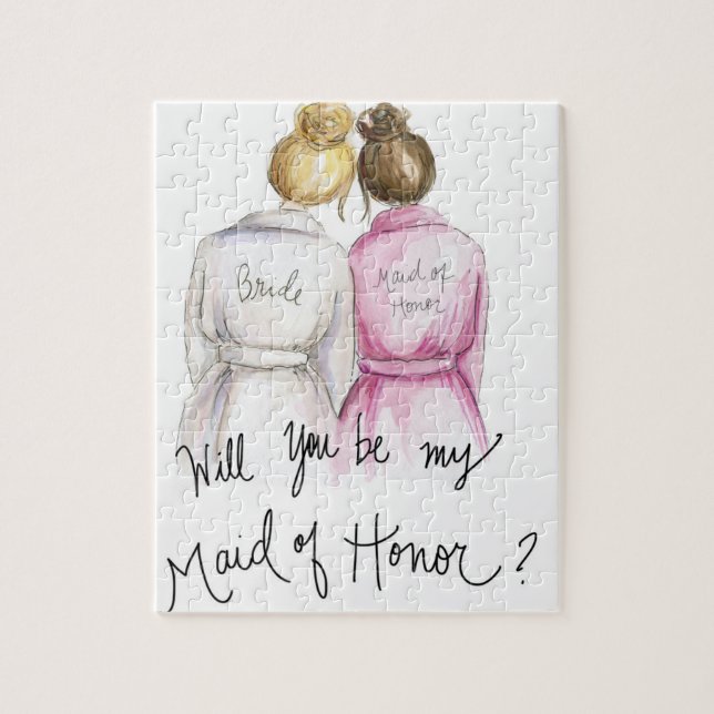 Maid of Honor? Puzzle Blonde Bun Bride Br Bun Maid (Vertical)