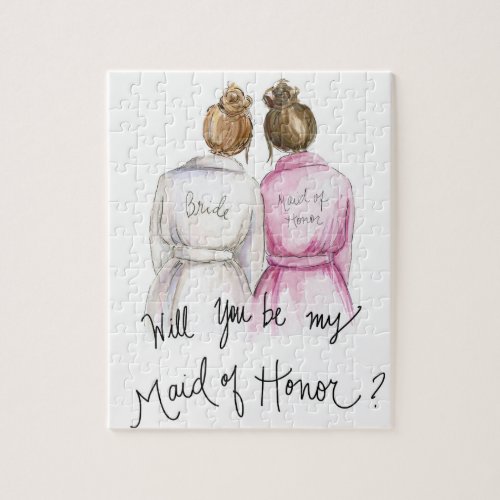 Maid of Honor Puzzle Dk Bl Bun Bride Br Bun MOH