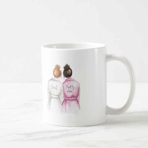 Maid of Honor Red Bun Bride Dk Br Bun Maid Coffee Mug