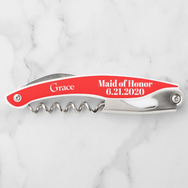 Maid of Honor Red Wedding Corkscrews (Back)