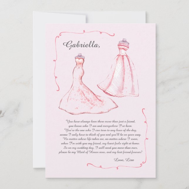 Maid of Honor Request Card (Front)