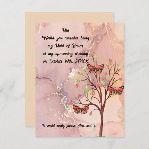 Maid of Honor Request Fall Wedding Event Note Card