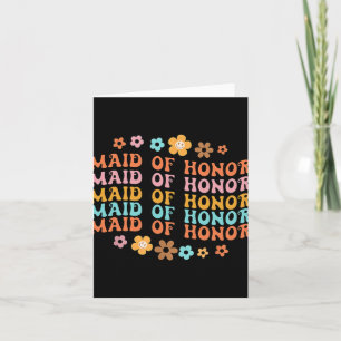 Maid Of Honor Retro Groovy Bridal Party Bridesmaid Card