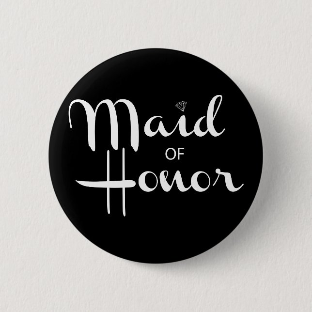 Maid of Honor Retro Script Button (Front)