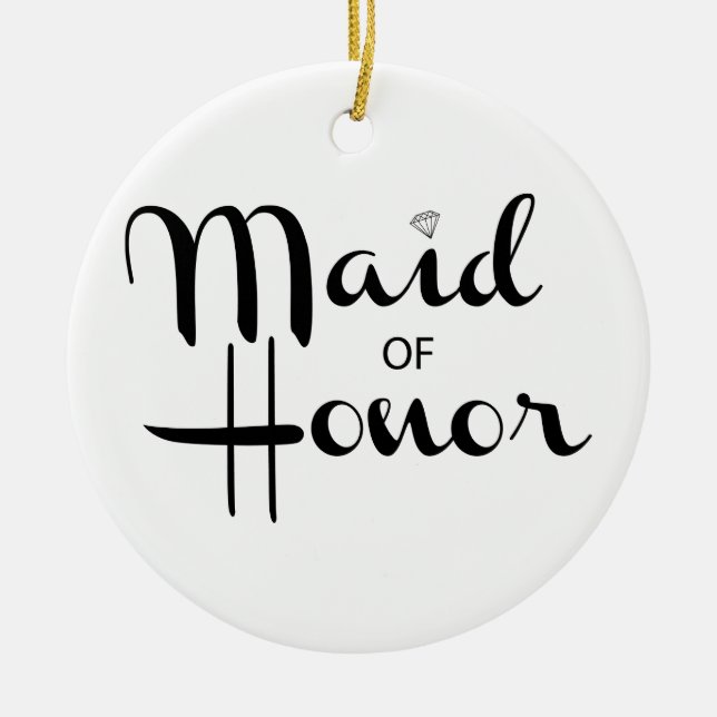 Maid of Honor Retro Script Ceramic Ornament (Front)