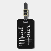 Maid of Honor Retro Script Luggage Tag (Front Vertical)