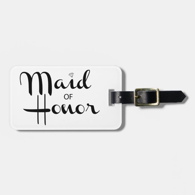 Maid of Honor Retro Script Luggage Tag (Front Horizontal)