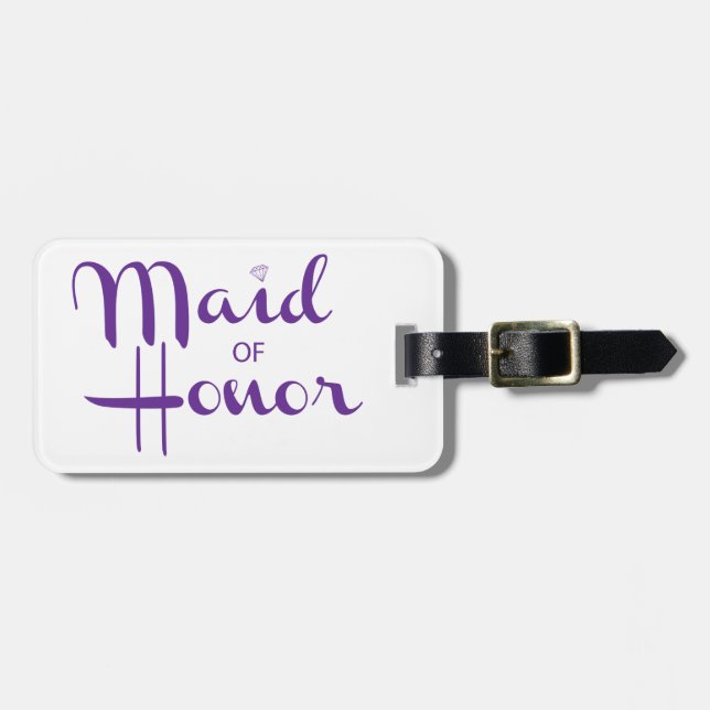 Maid of Honor Retro Script Luggage Tag (Front Horizontal)