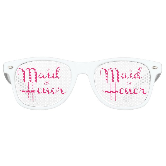 Maid of Honor Retro Script Pink Retro Sunglasses (Front)