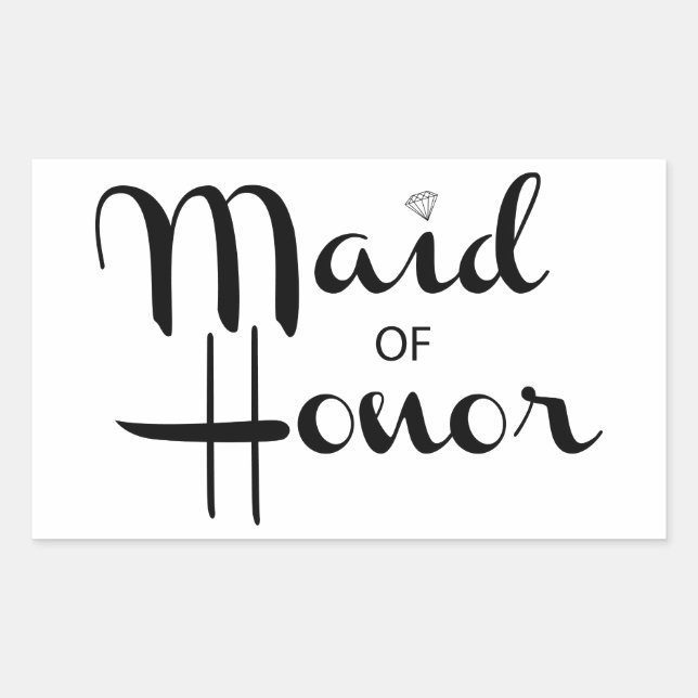 Maid of Honor Retro Script Rectangular Sticker (Front)