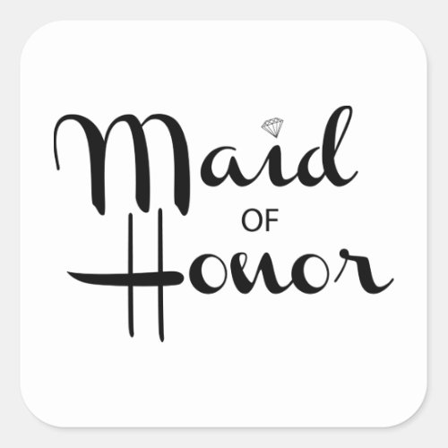 Maid of Honor Retro Script Square Sticker