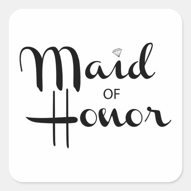 Maid of Honor Retro Script Square Sticker (Front)