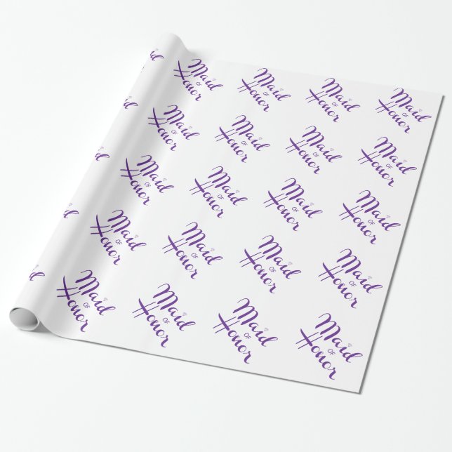 Maid of Honor Retro Script Wrapping Paper (Unrolled)