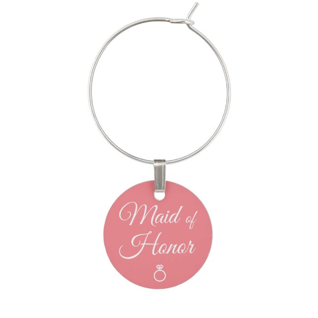 Maid of honor ring wine charm (Front)