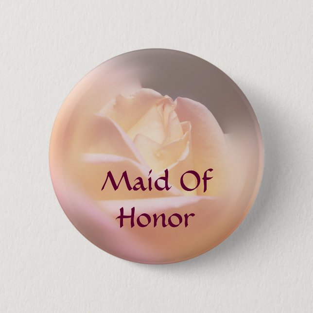 Maid Of Honor Rose Flower  Button (Front)