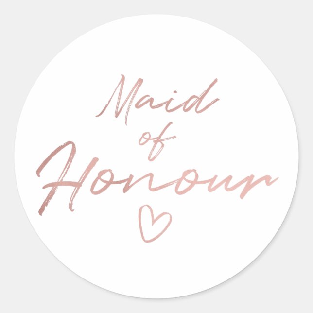 Maid of Honor - Rose Gold faux foil sticker (Front)