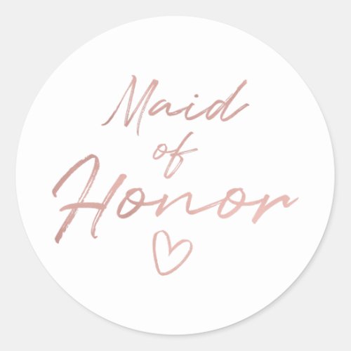 Maid of Honor _ Rose Gold faux foil sticker