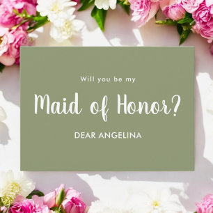 Maid of Honor Sage Green Script Invitation