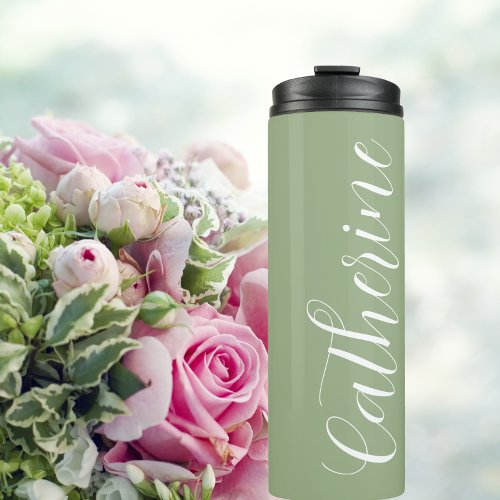 Maid of Honor Sage Green Stylized Name Thermal Tumbler